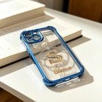 Personalized Crown Diamond Transparent Phone Case for iPhone Samsung with Name and Initial Daily Use Birthday Anniversary Gift for Friend Girl Boy