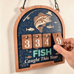 Personalized Fish Pattern Fishing Tally Counter Sign with Text and Number Home Wall Desk Decor Birthday Gift for Man Husband Father