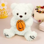 Personalised Sports Ball Cute Bear Soft Stuffed Plush Toy with Texts Valentine’s Day Birthday Gift for Boys Girls Sports Lovers