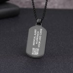 Personalised Identification Medical Alert Symbol ID Tag Necklace with Engraved Texts Emergency Survival Birthday Gift for Friends Family