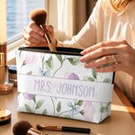 Personalized Retro Millennium Floral Makeup Bag with Text Daily Use Back to School Teacher's Day Gift for Teacher