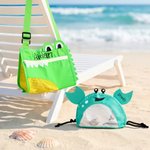 Personalized Crab Crocodile Seashell Beach Bag with Adjustable Strap and Name Beach Party Summer Vacation Birthday Gift for Kids