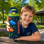 Personalized Fantasy Unicorn Mermaid 12 oz Insulated Water Bottle with Name and Straw Daily Use Back to School Birthday Gift for Boys Girls Kids