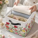 Personalized Birth Flower Large Book Storage Basket with Name and Handle Reading Accessories Birthday Gift for Book Lover Bookworm