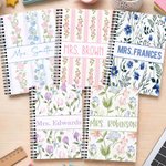 Personalized Watercolour Floral Spiral Notebook with Text Recording Accessory Teacher's Day Appreciation Birthday Gift for Teachers