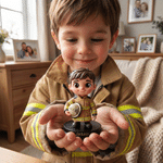 Personalized Creative Photo to 3D Cartoon Firefighter Statue Ornament with Text Office Desk Decoration Birthday Gift for Firefighters Collectors