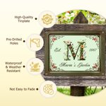 Panneau suspendu personnalisé en fer-blanc de style rétro, avec motif floral, lettres et chiffres, texte et année – Décoration de jardin et d'extérieur – Cadeau d'anniversaire pour la famille et les a