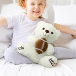 Personalised Sports Ball Cute Bear Soft Stuffed Plush Toy with Texts Valentine’s Day Birthday Gift for Boys Girls Sports Lovers