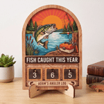 Personalized Fish Pattern Fishing Tally Counter Sign with Text and Number Home Wall Desk Decor Birthday Gift for Man Husband Father