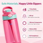 Personalized Cartoon Character BPA-Free Transparent or Insulated Water Bottle with Straw and Name Back to School Gift for Kids