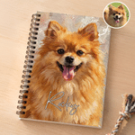 Personalised Oil Painting Style Pet Photo Spiral A5 Notebook with Name Writing Use Birthday Gift for Pet Lovers Friends