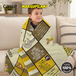 Personalized Cute Long-Tailed Marsupilami Soft Throw Blanket with Name Home Decor Birthday Gift for Kids | Callie × Marsupilami®