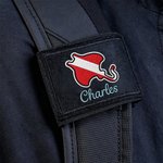Étiquette d'identification pour gilet stab personnalisée avec nom et motif d'animal marin brodés - Cadeau d'anniversaire pour les amateurs de plongée