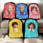 Personalised Q-Version Cartoon Photo Backpack Lunch Bag Pencil Case Set of 3 with Name Back to School Birthday Gift for Kids Students