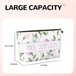 Personalized Retro Millennium Floral Makeup Bag with Text Daily Use Back to School Teacher's Day Gift for Teacher