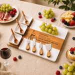 Personalised Red Wine Charcuterie Pattern Acacia Marble Chopping Board Coaster Set with Engraved Text Mother's Day Housewarming Gift for Mum