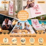 Toalla de playa personalizada de microfibra con borlas nombre y vida marina bolsa con cordón regalo de cumpleaños y vacaciones de verano para mujeres