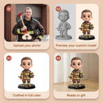Personalized Creative Photo to 3D Cartoon Firefighter Statue Ornament with Text Office Desk Decoration Birthday Gift for Firefighters Collectors