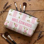 Personalized Retro Millennium Floral Makeup Bag with Text Daily Use Back to School Teacher's Day Gift for Teacher