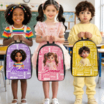 Personalised Q-Version Cartoon Photo Backpack Lunch Bag Pencil Case Set of 3 with Name Back to School Birthday Gift for Kids Students