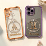 Personalized Crown Diamond Transparent Phone Case for iPhone Samsung with Name and Initial Daily Use Birthday Anniversary Gift for Friend Girl Boy