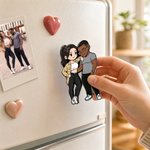 Personalised Cartoon Hand-Drawn Illustration Style Wedding Photo Fridge Magnet Anniversary Engagement Wedding Gift for Newlywed Couple