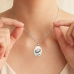 Personalized Birth Flower Circular Necklace with Engraving Name and Text Elegant Jewelry Valentine's Day Anniversary Gift for Her