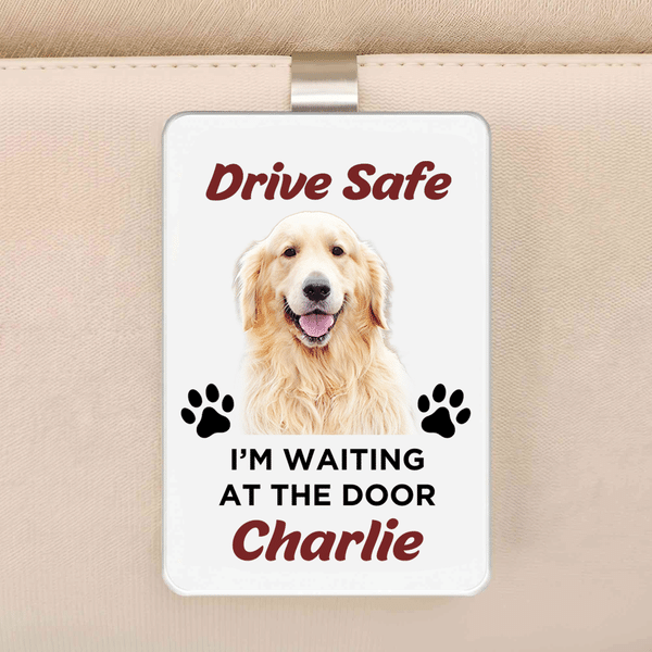 Personalized Drive Safe 1-2 Pet Photos Paw Print Acrylic Car Visor Clip with Text Birthday Anniversary Gift for Pet Owners Lovers