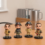Personalized Creative Photo to 3D Cartoon Firefighter Statue Ornament with Text Office Desk Decoration Birthday Gift for Firefighters Collectors
