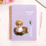 Personalised Birth Flower Cartoon Character 2026 Planner A5 Notebook with Name and Weekly Monthly Planner Pages Daily Use Birthday Gift for Friend