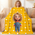 Personalized Cartoon Character Photo Multicolor Soft Throw Blanket with Name Home Decor Birthday Gift for Kids Boys Girls