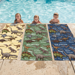 Personalised Colourful Dinosaur Soft Quick Drying Oversized Beach Towel with Name Beach Holiday Travel Birthday Gift for Kid