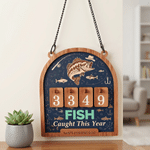 Personalized Fish Pattern Fishing Tally Counter Sign with Text and Number Home Wall Desk Decor Birthday Gift for Man Husband Father