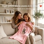 Camisón de dormir personalizado con foto de mascota y texto tejido suave estampado colorido regalo de cumpleaños para mujeres y amantes de animales