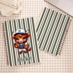Personalised Ball Sports Highland Cow A5 Spiral Notebook with Name Birthday Daily Use Gift for Sports Lovers Students Friends