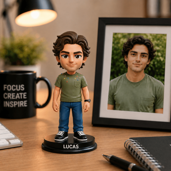 Personalized Y2K Style Cartoon Photo 3D Figurine Ornament with Text Desk Decor Wedding Gift for Friend Family