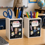 Personalized Teach Love Inspired Building Blocks Pencil Holder with Text Desk Decor Back to School Teacher's Day Gift for Educator
