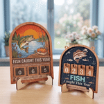 Personalized Fish Pattern Fishing Tally Counter Sign with Text and Number Home Wall Desk Decor Birthday Gift for Man Husband Father