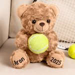 Personalised Sports Ball Cute Bear Soft Stuffed Plush Toy with Texts Valentine’s Day Birthday Gift for Boys Girls Sports Lovers
