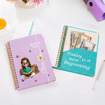 Personalised Birth Flower Cartoon Character 2026 Planner A5 Notebook with Name and Weekly Monthly Planner Pages Daily Use Birthday Gift for Friend