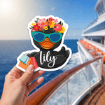Personalised Cute Cartoon Duck Cruise Door Fridge Magnet with Name Room Decor Birthday Summer Holiday Gift for Family Cruise Travel Lovers