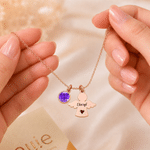 Personalised Heart Angel Birthstone Necklace with Name Memorial Jewellery Remember Anniversary Gift for Mum Grandma Woman