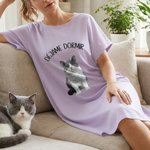 Camisón de dormir personalizado con foto de mascota y texto tejido suave estampado colorido regalo de cumpleaños para mujeres y amantes de animales