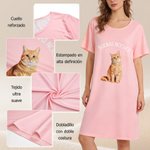 Camisón de dormir personalizado con foto de mascota y texto tejido suave estampado colorido regalo de cumpleaños para mujeres y amantes de animales