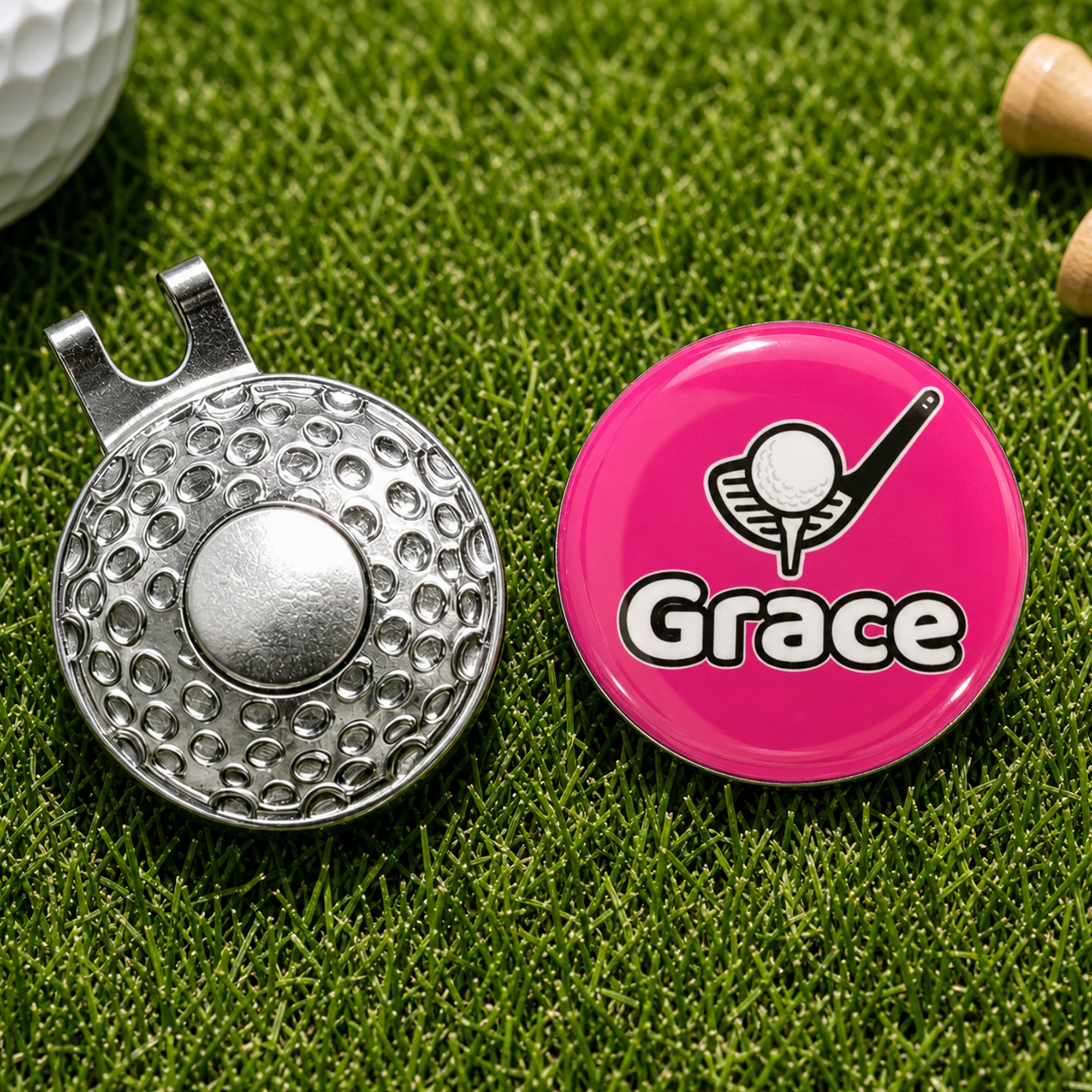 Individuell gestalteter Golfball-Magnetclip für die Mütze – Golfballmarker mit Namen – Geschenk zum Geburtstag, Spieltag oder Jubiläum für Golfbegeisterte