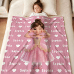 Personalized Cartoon Character Photo Multicolor Soft Throw Blanket with Name Home Decor Birthday Gift for Kids Boys Girls