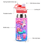 Personalized Fantasy Unicorn Mermaid 12 oz Insulated Water Bottle with Name and Straw Daily Use Back to School Birthday Gift for Boys Girls Kids