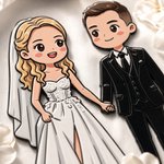 Personalised Cartoon Hand-Drawn Illustration Style Wedding Photo Fridge Magnet Anniversary Engagement Wedding Gift for Newlywed Couple