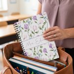 Personalized Watercolour Floral Spiral Notebook with Text Recording Accessory Teacher's Day Appreciation Birthday Gift for Teachers