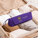 Personalised Oil Painting Birth Flower Portable Heating Rod Storage Bag with Name Travel Accessories Christmas Gift for Women